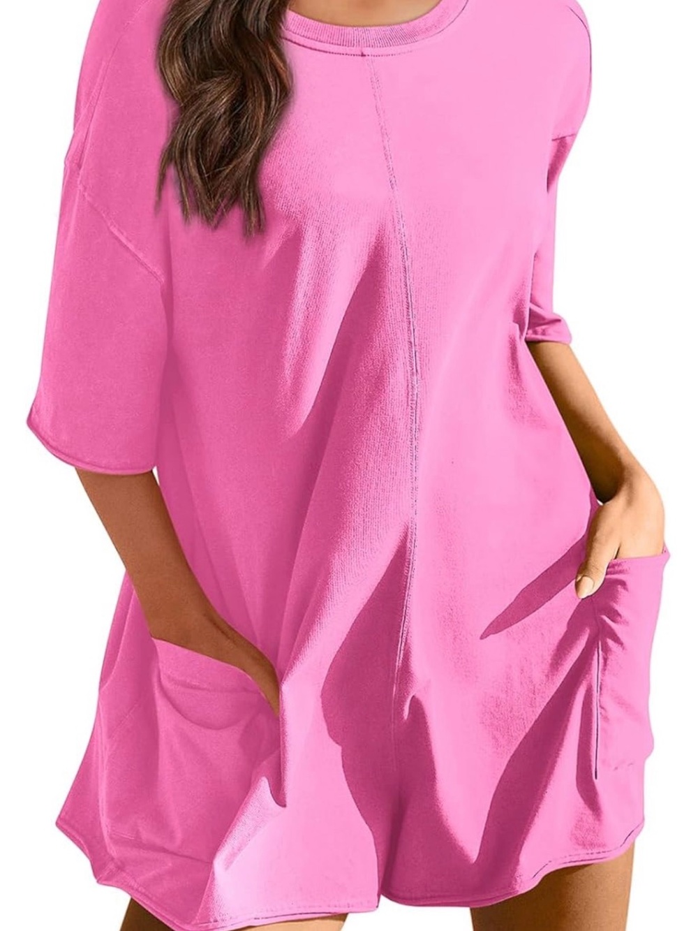 Summer Athletic Oversized Romper Short Sleeve Jumpsuit with Pockets
